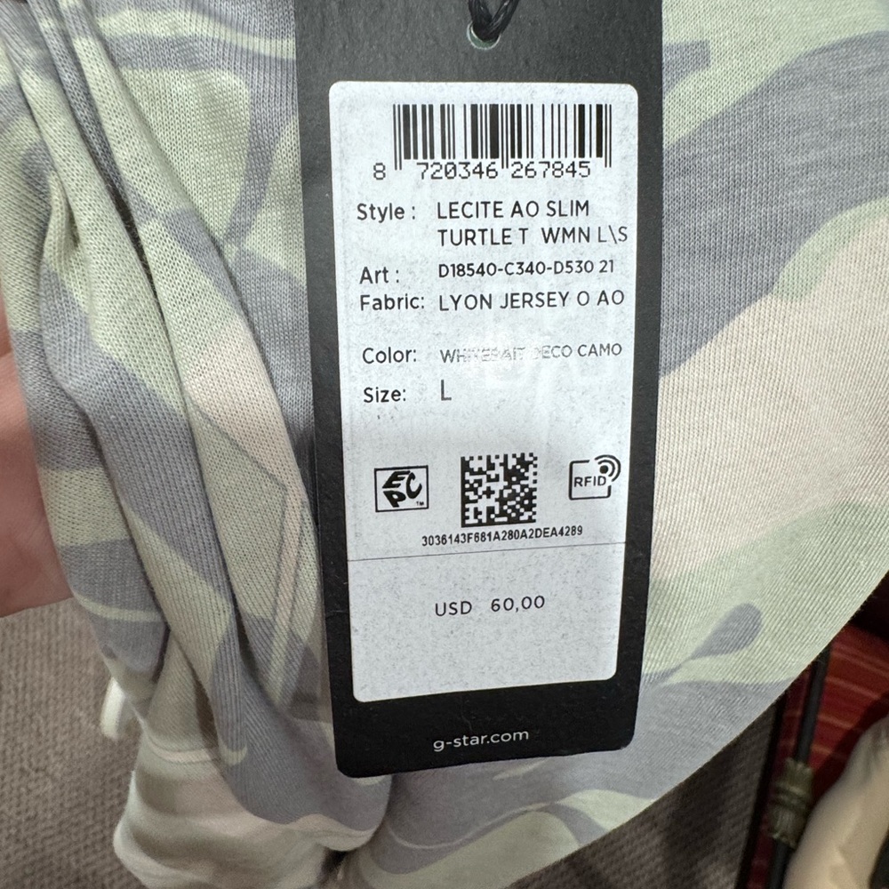 G-Star Gray and Cream Long Sleeve Top - Picture 5 of 7